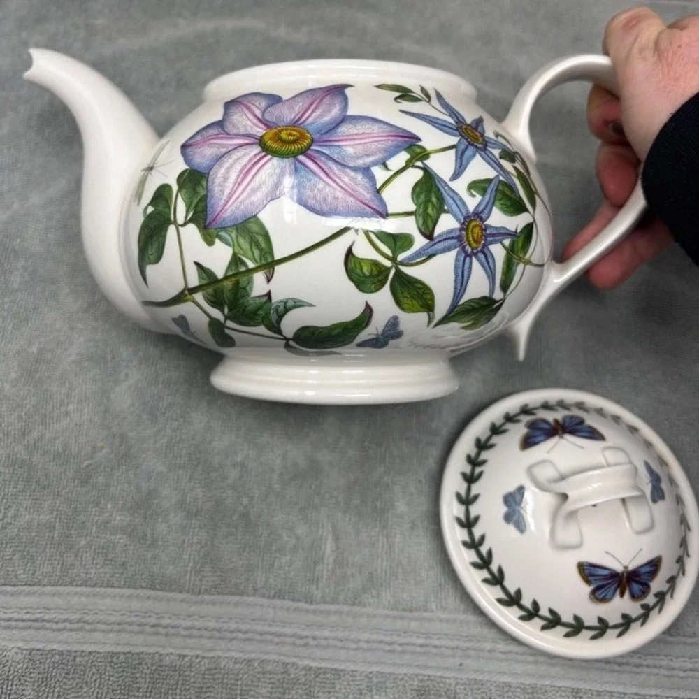 Vtg Portmeirion Botanic Garden Teapot Clematis Virgins Bower Made‎ in Britain